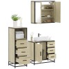 Set mobilier de baie, 3 piese, stejar sonoma, lemn prelucrat