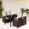 Gossi set bistro de gradina, 5 piese, cu perne, maro, poliratan