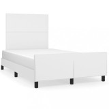 VidaXL Cadru de pat fără saltea alb 120x190 cm piele artificială