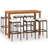 Cumpara ieftin Set mobilier de bar de gradina cu perne, 7 piese, maro