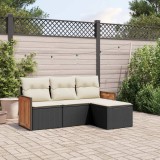 Gossi set mobilier de gradina cu perne, 4 piese, negru, poliratan
