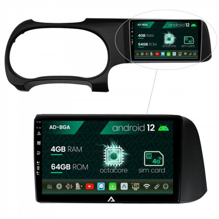 Navigatie Hyundai I10 (2020+), Android 12, A-Octacore 4GB RAM + 64GB ROM, 9 Inch - AD-BGA9004+AD-BGRKIT221