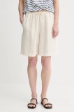 Marc O&#039;Polo pantaloni scurți din in culoarea bej, neted, high waist, 504011215049