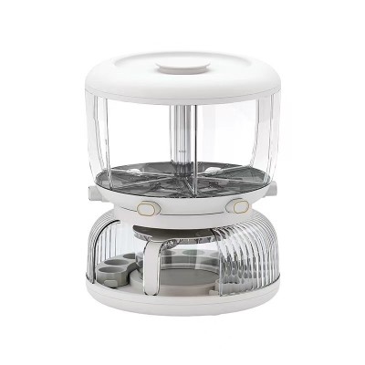 Dozator etajat de cereale flippy, rotativ 360, 6 compartimente, capacitate 10l, cofrag special pentru oua, vas pentru scurgerea cerealelor, 35x27.5 cm foto