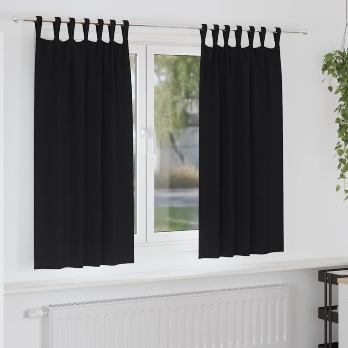 vidaXL Perdele cu perdele 2 pcs Negru 175x140cm Poliester 4107539
