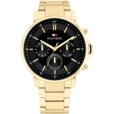Tommy Hilfiger Tyson Ceas Barbati 44mm Cronograf Baterie cu Brățară Din Metal Aurie 1710589