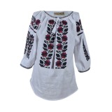 Bluza tip ie dama B23, alb/mov , marimea M