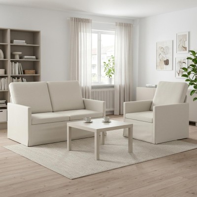 Set de canapea 2 pcs Crem Catifea foto
