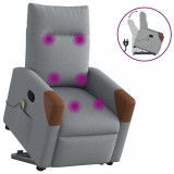VidaXL Fotoliu de masaj rabatabil cu ridicare, gri deschis, textil