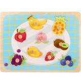 Puzzle Montessori din Lemn pentru Copii, Cyrax, 3D, 0-3 Ani, Model Fructe, Educativ, Intuitiv, Creativ, 9 Piese, 30x22.5x0.8 cm, Multicolor