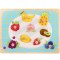 Puzzle Montessori din Lemn pentru Copii, Cyrax, 3D, 0-3 Ani, Model Fructe, Educativ, Intuitiv, Creativ, 9 Piese, 30x22.5x0.8 cm, Multicolor