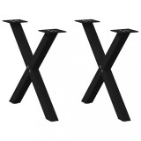 VidaXL Picioare pentru măsuță de cafea &icirc;n formă de X, 2 buc., negru, 50x(42-43) cm, oțel