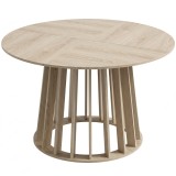HOMCOM Masă rotundă pentru 4&ndash;6 persoane, &Oslash; 120 x 75 cm, masă de bucătărie cu picior din șipcă rezistent, lemn natural | Aosom Romania