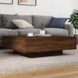 vidaXL Măsuță de cafea cu lumini LED, stejar maro, 100x100x31 cm