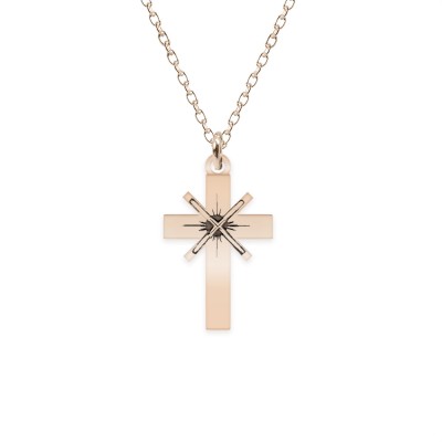 Set lantisor si cruce - argint 925 placat cu aur roz foto