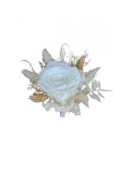 Floare de piept personalizabila, Cocarda, Trandafir criogenat mare alb si Plante naturale uscate, Eventissimi&reg;