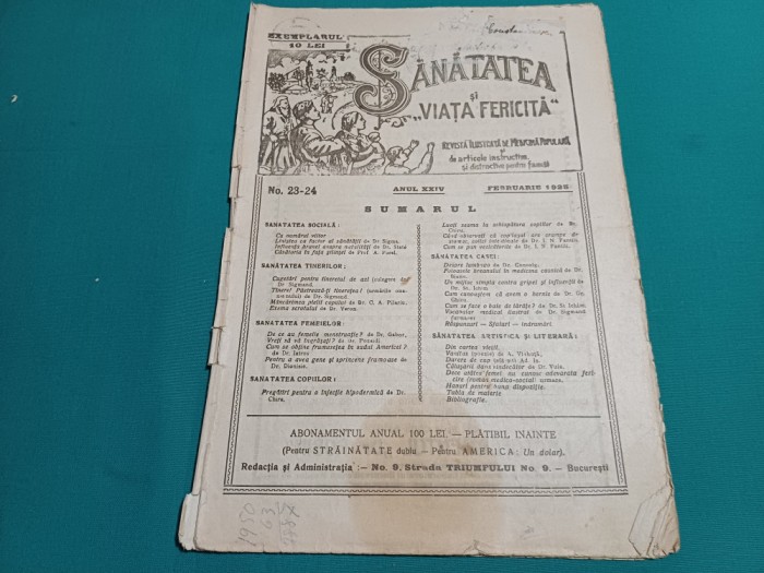 REVISTA SĂNĂTATEA ȘI VIAȚA FERICITĂ * NR.23-24* FEBRUARIE 1925 *27