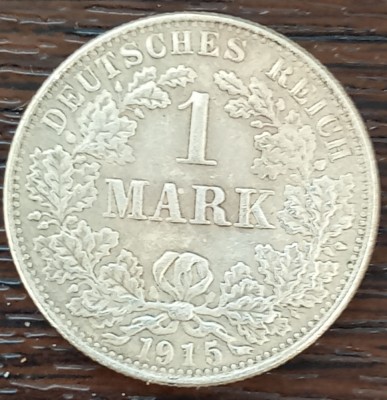 (A970) MONEDA DIN ARGINT GERMANIA - 1 MARK 1915, LIT. A, WILHELM II foto