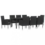 Cumpara ieftin Set mobilier de gradina, 9 piese, negru, poliratan si otel