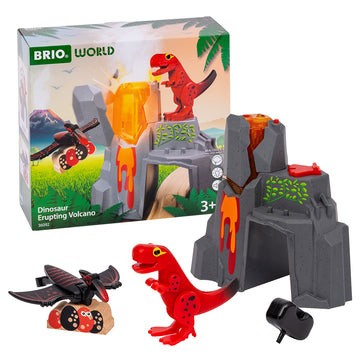 Vulcan in eruptie cu figurina dinozaur pentru trenulete BRIO, 3+ ani foto