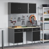 VidaXL Set banc de lucru, 8 piese, negru, oțel