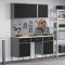 vidaXL Set banc de lucru, 8 piese, negru, oțel