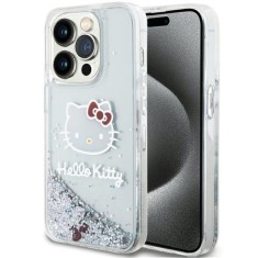 Husa pentru iPhone 14 Pro Max - Hello Kitty Hardcase Liquid Glitter Charms Kitty Head (HKHCP14XLIKHET) - Silver