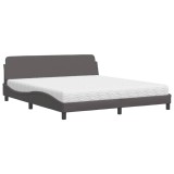 Cumpara ieftin Pat cu saltea, Dover, gri, 180x200 cm, piele ecologica