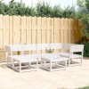 Gossi set canapea de gradina, 6 piese, alb, lemn masiv pin