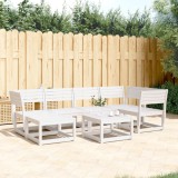 Gossi set canapea de gradina, 6 piese, alb, lemn masiv pin