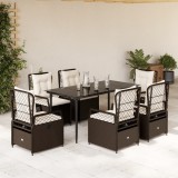 vidaXL Set mobilier de grădină cu perne, 7 piese, maro, poliratan 3262975