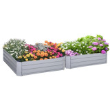 Set 2 paturi/straturi inaltate pentru flori, legume, din otel, gri, 100x100x30 cm GartenVIP DiyLine, ART