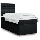 VidaXL Pat box spring cu saltea, negru, 80x200 cm, textil