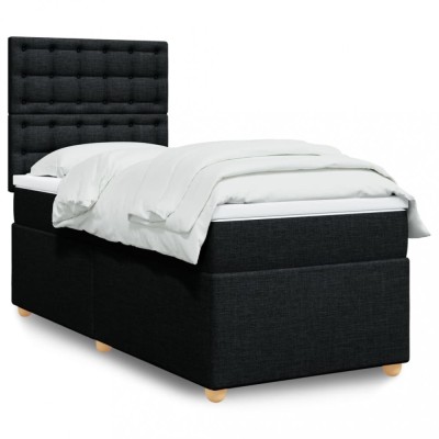 vidaXL Pat box spring cu saltea, negru, 80x200 cm, textil 3293423 foto