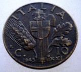 1.739 ITALIA WWII VITTORIO EMANUELE III 10 CENTESIMI 1943 R, Europa, Bronz-Aluminiu