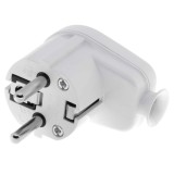 Ștecher Schuko Lateral Alb Plastrol WT-16U/WE, 230V, 16A, IP20, cu &Icirc;mpăm&acirc;ntare