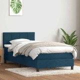 vidaXL Pat box spring cu saltea, albastru &icirc;nchis, 80x210 cm, catifea 3316189