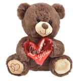 Ursulet de Plus Maro cu Inima Rosie, 25cm, CMCLASS