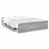 Cumpara ieftin Cadru Pat Gossi 150x200 cm, Gri Sonoma, Lemn Prelucrat, cu Sertare