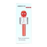Microfon karaoke, Wireless, Bluetooth, Boxa incorporata, 2600 mAh, Auriu rose/Argintiu
