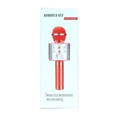 Microfon karaoke, Wireless, Bluetooth, Boxa incorporata, 2600 mAh, Auriu rose/Argintiu