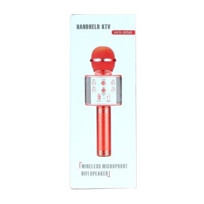 Microfon karaoke, Wireless, Bluetooth, Boxa incorporata, 2600 mAh, Auriu rose/Argintiu foto