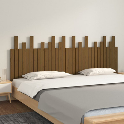 Tăblie de pat pentru perete, maro miere, 204x3x80 cm, lemn pin foto