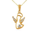 Colier Talisman Inger din Aur 14K cu Piatra CZ clara, lungime 42 cm