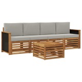 vidaXL Set de canapele de exterior 5 pcs Natural și gri deschis 3383982