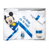 Cumpara ieftin Trusou Botez 6 piese cu text imprimat &quot;Mickey Mouse&quot; ALB - ALBASTRU - TB103