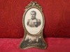 Tablou Litografie Napoleon I, Rama Foto Bronz Masiv, Stil Empire 1800-1815, 14x23cm, Vintage Colectie