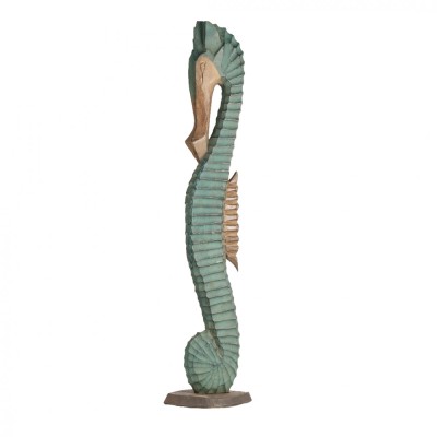 Sculptura din lemn Bali Turquise Seahorse, XXL foto