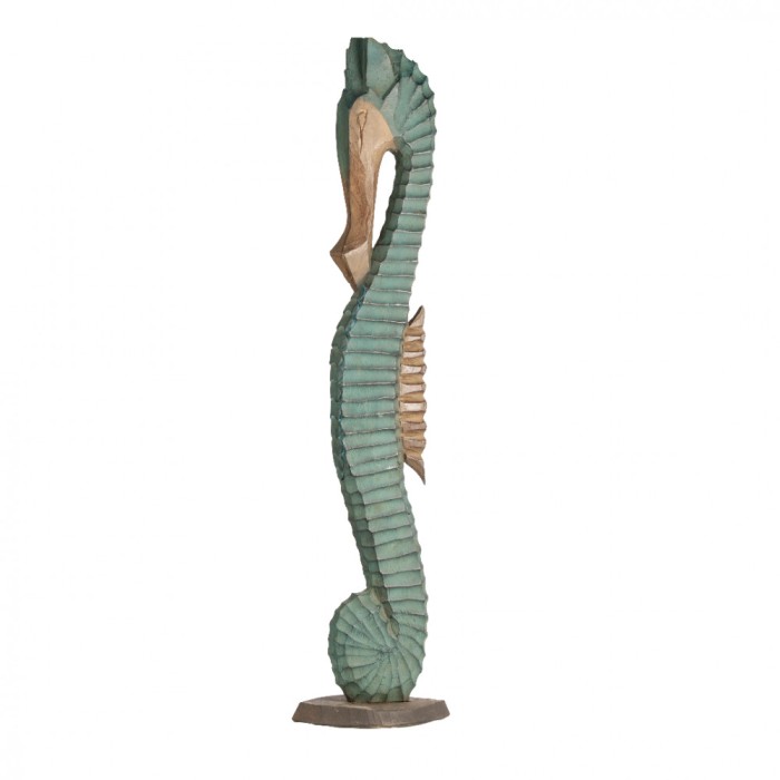 Sculptura din lemn Bali Turquise Seahorse, XXL