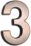 Număr MagicHome &acute;3&acute;, număr de casă, cu bandă adezivă, bronz, 70x100 mm, ABS, Strend Pro